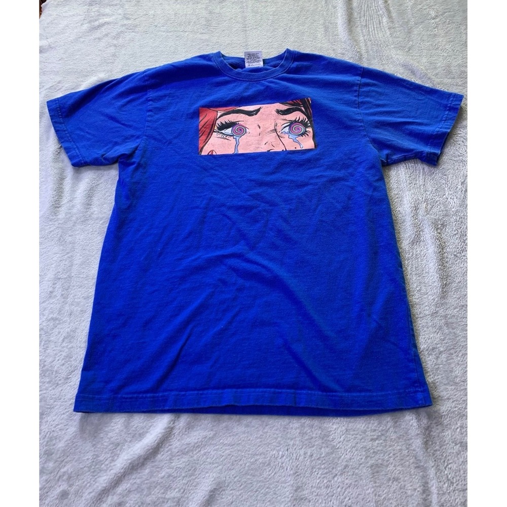 Billionaire Boys Club Crying Girl Hypno Eyes T-Shirt L Blue Short Sleeve